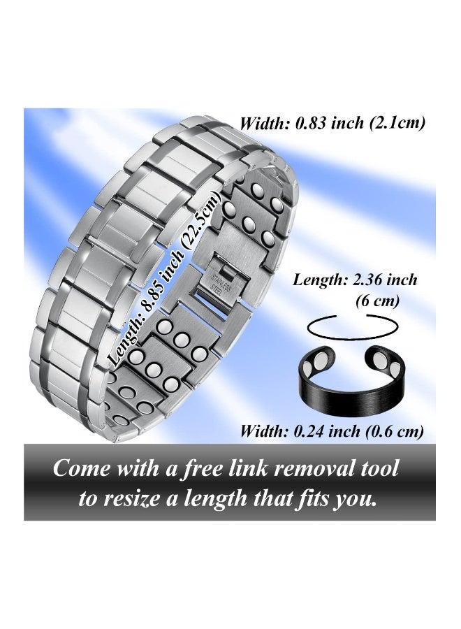 Magnetic Bracelets for Men Sleek Titanium Stainless Steel Magnetic Bracelet with Copper Ring, Lymph Detox Ultra Strength Magnetic Bracelet Adjustable Jewelry, Gifts for  Father - Image 5