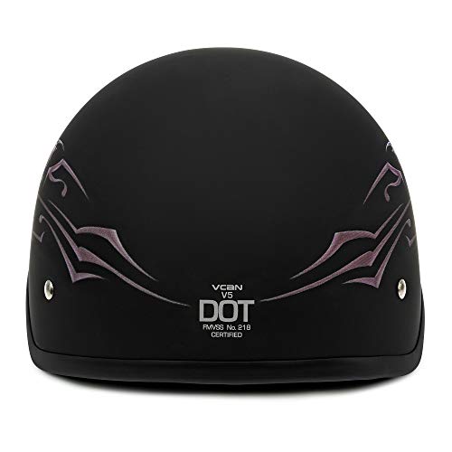 VCAN Cruiser Intricate Butterfly Flat Black X-Small Half Helmet - Image 5