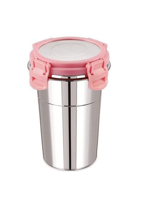 Black Olive Stainless Steel Fusion Tumbler Glass- Air Tight jar Container Leak Proof Glass with lid Store Milk, Juice, and Buttermilk For Home, Office, and Travel (Multicolor 400 ML)