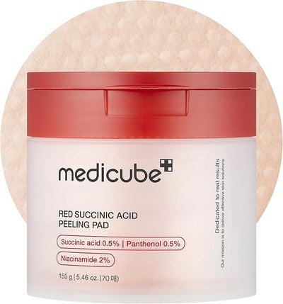 Medicube ed Succinic Acid Peeling Pads 155g | Gentle Chemical Exfoliating Toner Pads for Acne, Blackheads & Excess Oil | Korean Skincare