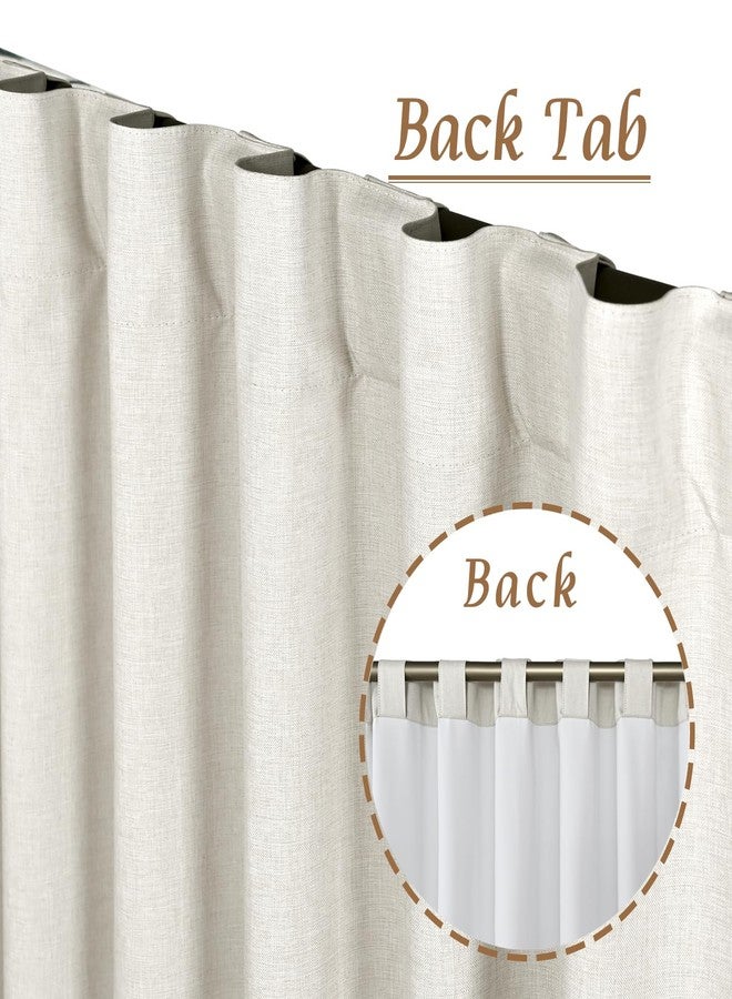 LAMIT Natural 100% Blackout Linen Curtains, 45 Inches Linen Textured Thermal Bedroom Curtains Back Tab and Rod Pocket Neutral Panels with White Liner for Farmhouse, 2 Panels, 38 x 45 Inch, Ivory - Image 5