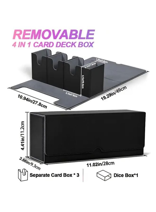 Black Gray 4 in 1 MTG Card Storage Box With Dice Holds 510 Cards Durable Faux Leather Magnetic Closure - Image 3