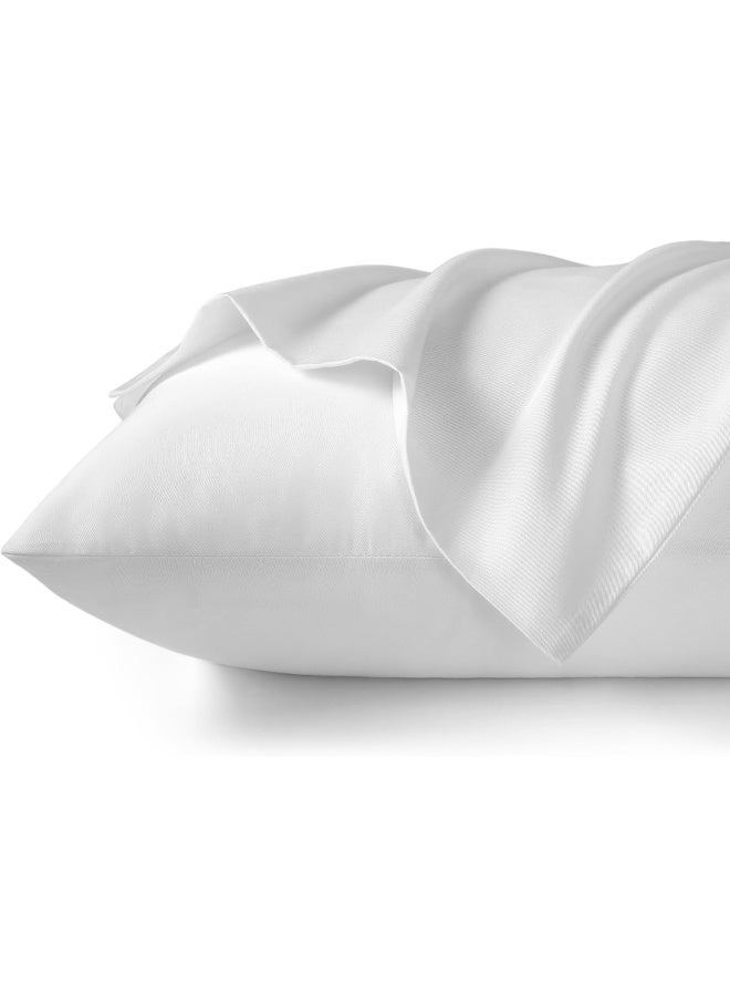 TILLYOU Cotton Collection Soft Toddler Pillowcases Set of 2, 14x20 - Fits Pillows Sized 12x16, 13x18 or 14x19, Machine Washable Travel Pillow Case Cover with Envelope Closure, White - Image 1