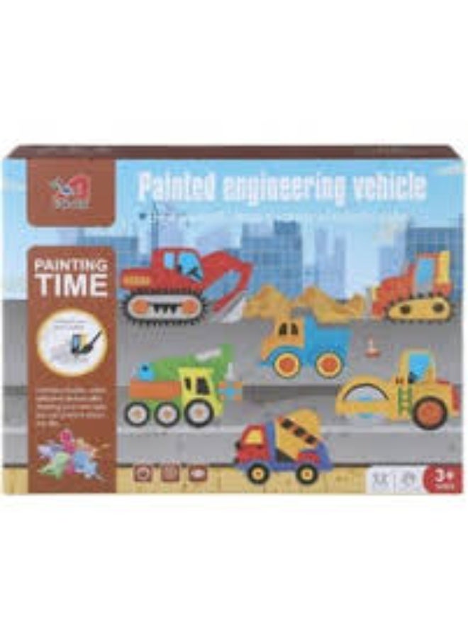 Construction Vehicle Painting Set for Kids - DIY Engineering Toy with Multiple Vehicles and Colorful Stickers - Image 3