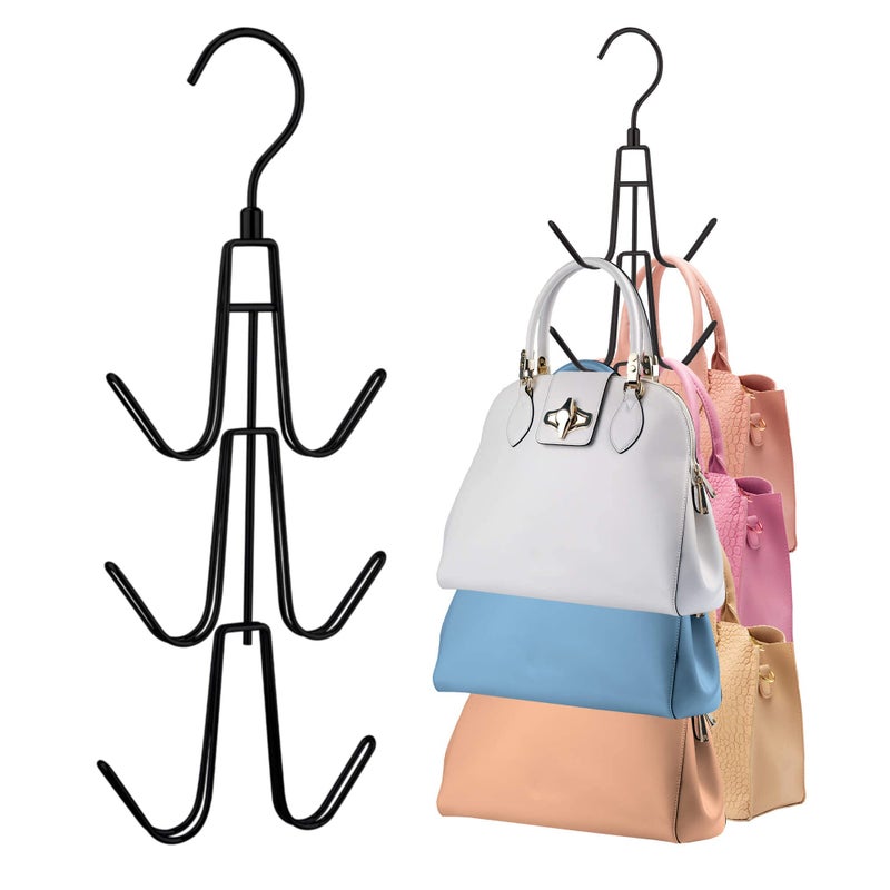 PODATOL Purse Hanger for Closet Rotatable Purse Organizer Bag Hanger Purse Hook Space Saving Closet Organizers and Storage for Purses Bags Backpacks Handbags Black 