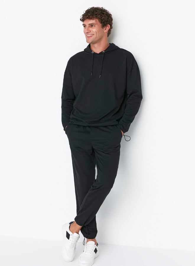 trendyol Black Tracksuit Set Oversize/Wide Cut Hooded Sweatshirt- TMNSS21EM0041 - Image 3