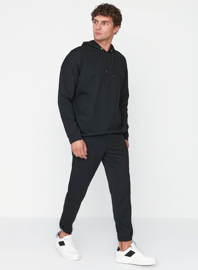 trendyol Black Tracksuit Set Oversize/Wide Cut Hooded Sweatshirt- TMNSS21EM0041 - Image 2