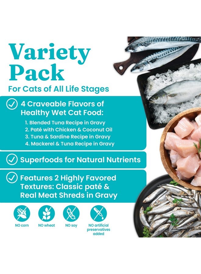 solid gold - Wet Cat Food Variety Pack  Pate & Shreds In Gravy Recipes  Made With Real Chicken, Tuna & Mackerel For Sensitive Stomach & Immune Health  Canned, 12 Pack - Image 1