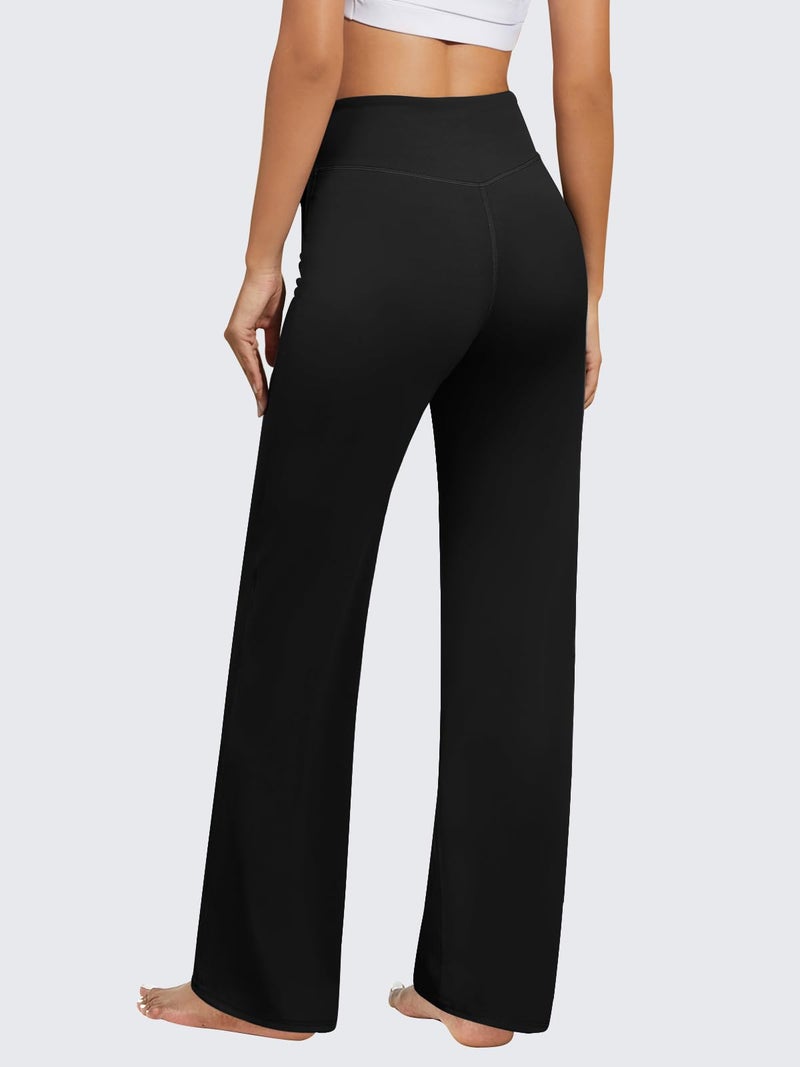 FireSwan Yoga Pants Women Wide Leg Pants High Waist Stretch Dress Loose Casual Lounge Sweatpants with Pockets Black - Image 4