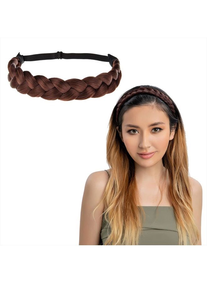TOECWEGR Braid headband 3 Strands Synthetic Braided Hair Headbands Classic Chunky Plaited Elastic Multi-Color Ladies Beauty Hair Braid (BSW55) - Image 1