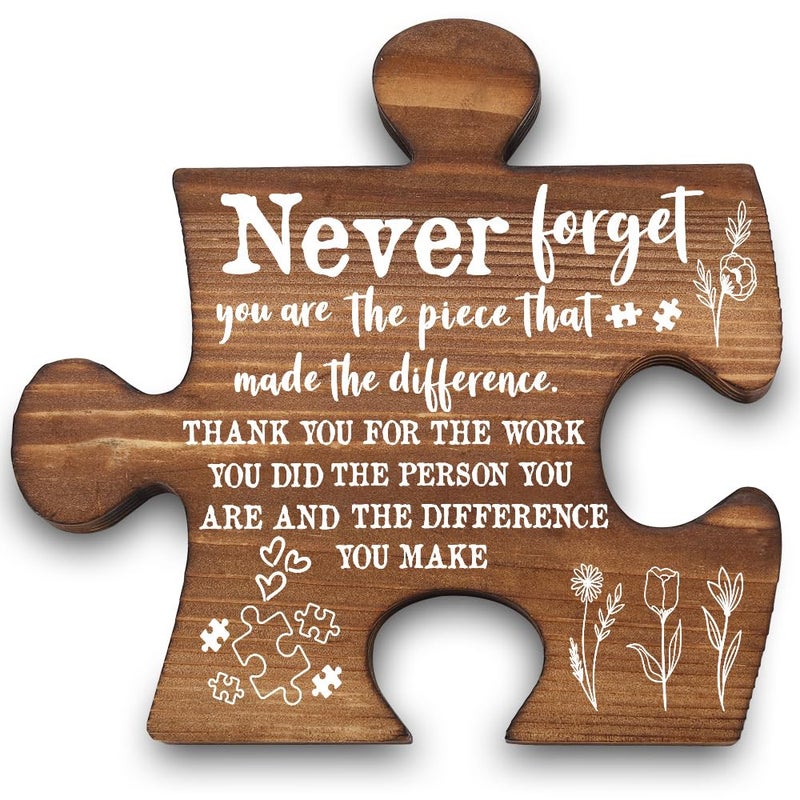 THRXOBN New Job Gifts for Women, Never Forget You Are the Piece That Made the Difference, Inspirational Piece Plaque, Thank You Gift for Teacher Nurse Coworker, 5.5x5.2 Inch,WVV1 - Image 1