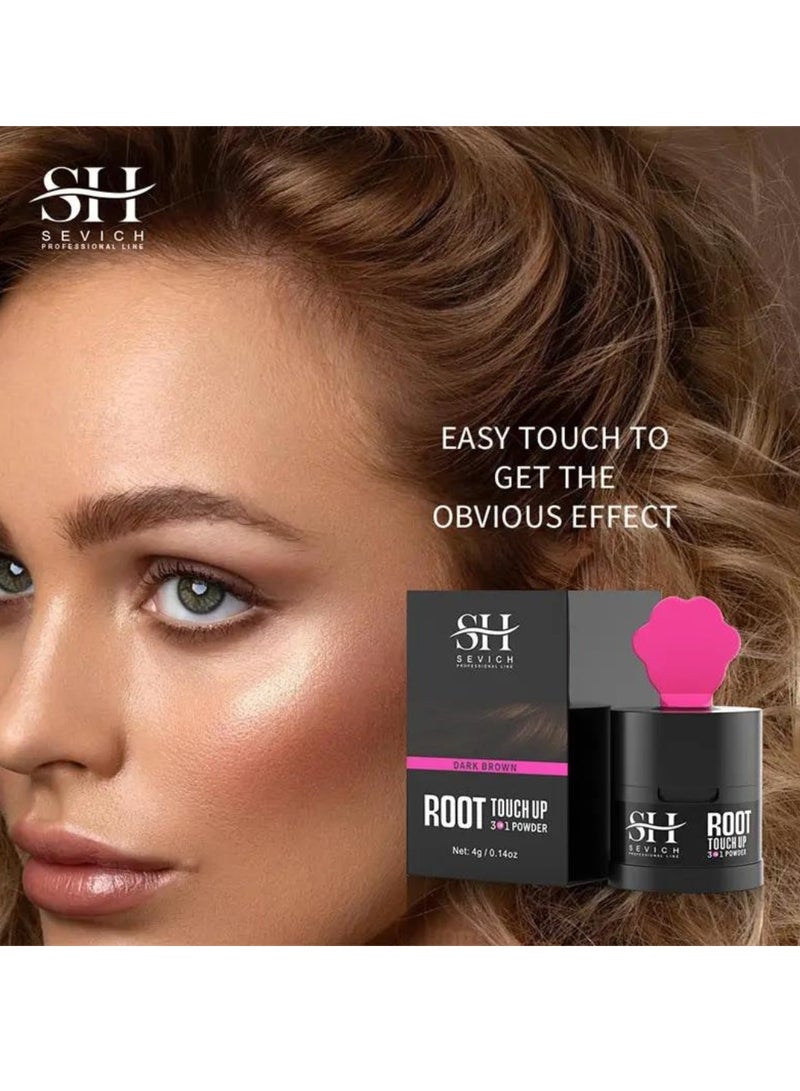 Sevich Hair Root Touch Up Hairline Powder Hair Root Concealer Hair Powder for Hair Root Hair Colour Shadow Cover Grey Hair Beard Root Thin Hair Powder Hair Shadow Powder Dark Brown 4g - Image 3