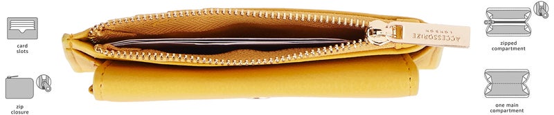 Accessorize London women's Yellow Front Flap Cardholder wallet purse - Image 3