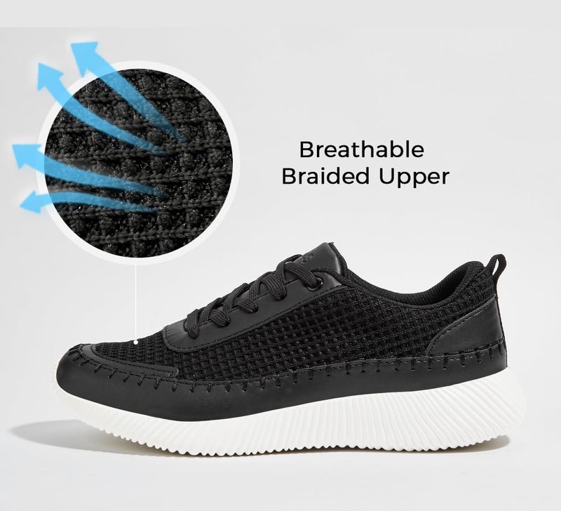 BELOS Women's Glitter Shoes Sparkly Lightweight Metallic Sequins Tennis Shoes Casual Retro Braided Walking Shoes(Black Braided,11) - Image 3
