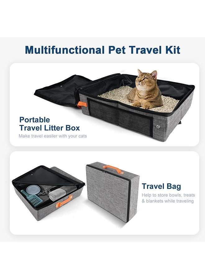 XiuWoo 17.7 * 13.5 * 13.75" Travel Litter Box for Cats, Collapsible Cat Litter Box with Lid, Portable Cat Box with Zipper & Hard Bottom, Leak-Proof Kitty Litter Pan for Car Hotel Airplane, Water-Resistant - Image 5