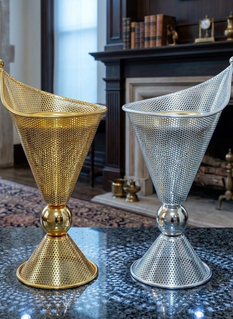 مبخرة معدنية حديثة مثقوبة مطلية بالذهب (مبخرة) - LC-141 ذهبي - Image 3