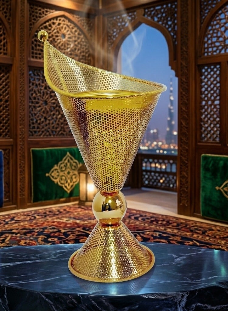 مبخرة معدنية حديثة مثقوبة مطلية بالذهب (مبخرة) - LC-141 ذهبي - Image 1
