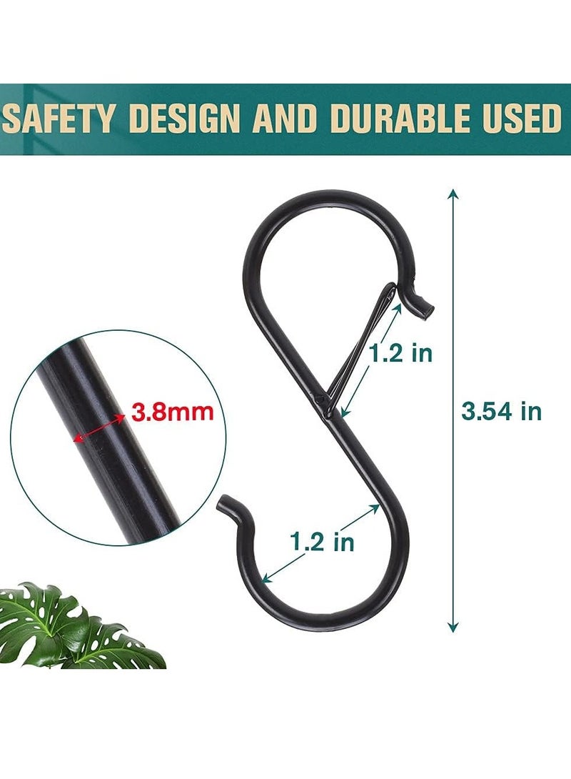 Mmmon 20 Pack S Hooks,Metal Safety Buckle Design Hanging Hooks Heavy Duty Kitchen Pot Rack Hooks Closet Hooks Plants Hooks for Hanging Kitchenware,Utensils,Pot,Clothes,Plants,Bags(Black) - Image 5