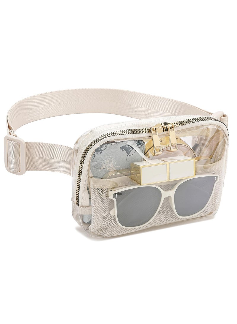 Transparent Fanny Pack with Adjustable Strap - Versatile Clear Belt Bag for Concerts, Hiking, and Running - Stylish Beige Crossbody Waist Pouch - Image 2