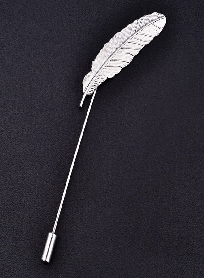 GUAFEIH Men Metal Feather Brooch Pin Vintage Lapel Stick Pin Suit Tie Brooch Badge 2PCS - Image 5