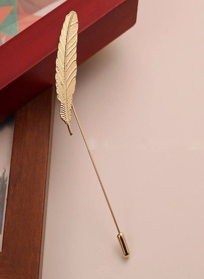 GUAFEIH Men Metal Feather Brooch Pin Vintage Lapel Stick Pin Suit Tie Brooch Badge 2PCS - Image 4