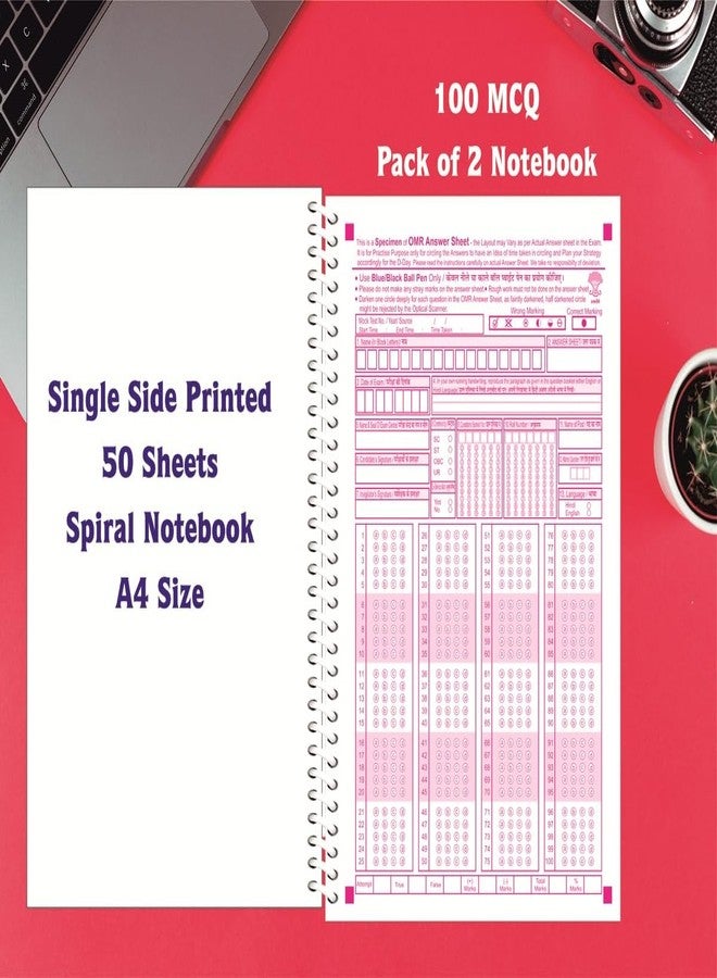amblitz OMR Sheet | 100 MCQ's | Spiral Notebook of 50 sheets | Pack of 2 Notebook | A4 Size | OMR Sheet for practice | - Image 3