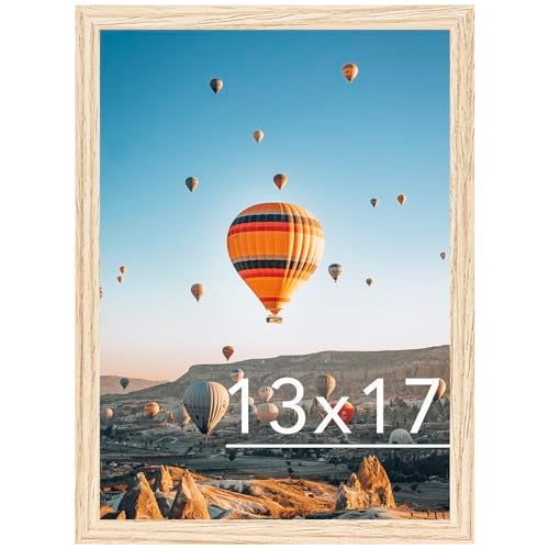 JCJMY 13x17 Picture Frame for Wall Hanging, Wall Mounting Horizontally or Vertically, 13 x 17 Wall Gallery Poster Photo Frame with Shatter Resistant Plexiglass, Natural - Image 1