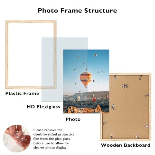 JCJMY 13x17 Picture Frame for Wall Hanging, Wall Mounting Horizontally or Vertically, 13 x 17 Wall Gallery Poster Photo Frame with Shatter Resistant Plexiglass, Natural - Image 2