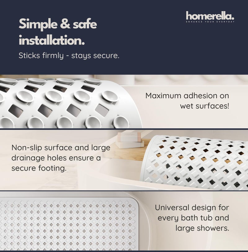 Homerella Bathtub Mat Non Slip 35x16 - homerellaÂ® Bath Mat Incl. Hooks for Drying, Extra Long, 100% BPA Free, Shower Mat Non Slip Anti Mold, Machine Washable, Shower Mats for Inside Shower Mildew Resistant - Image 4