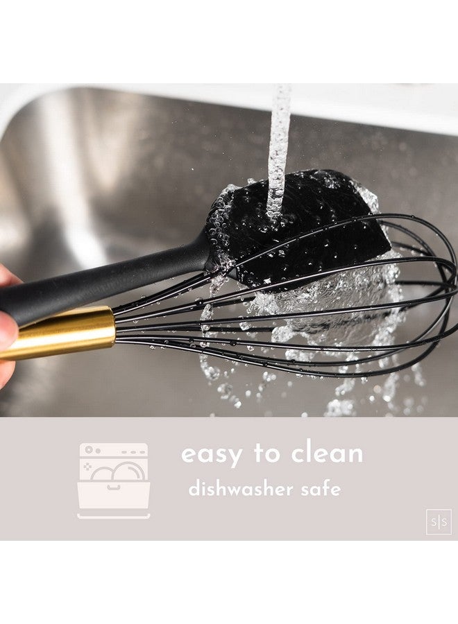 styled settings Black and Gold Kitchen Utensils Set with Stainless Steel Holder - 18-Piece Nylon Cooking Utensils with Measuring Cups and Spoons - Stylish Gold Kitchen Accessories for Baking and Cooking - Image 4