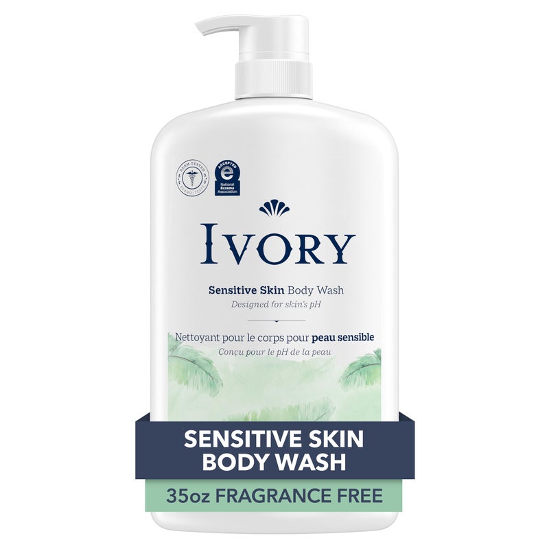 Ivory Body Wash Designed for the Whole Family Gentle Formula Free of Dyes Heavy Perfumes Parabens Phthalates Silicones FragnanceFree 35 oz