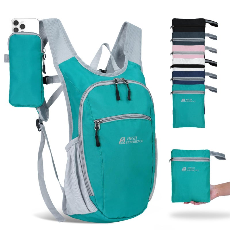 HIGH EXPERIENCE Hiking Backpack 10L/15L Small Daypack Lightweight Packable Travel Foldable Water Resistan for Women Men (Lake Green, 10L) - Image 1