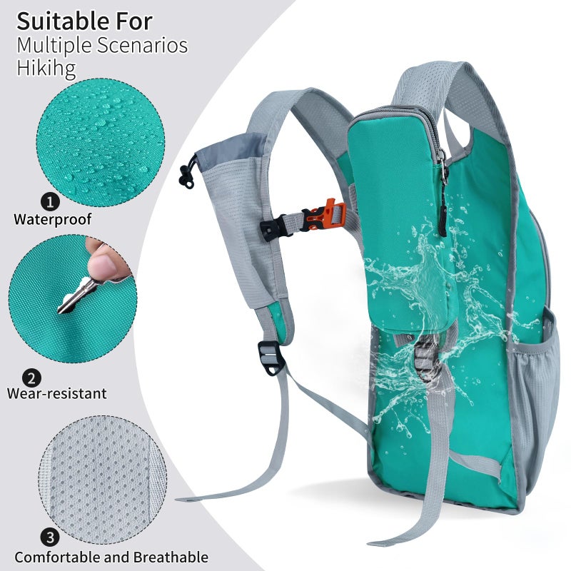 HIGH EXPERIENCE Hiking Backpack 10L/15L Small Daypack Lightweight Packable Travel Foldable Water Resistan for Women Men (Lake Green, 10L) - Image 4