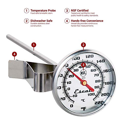 Escali AH3 NSF Certified Commercial Instant Read Large Dial Thermometer W/Clip, Silver - Image 2