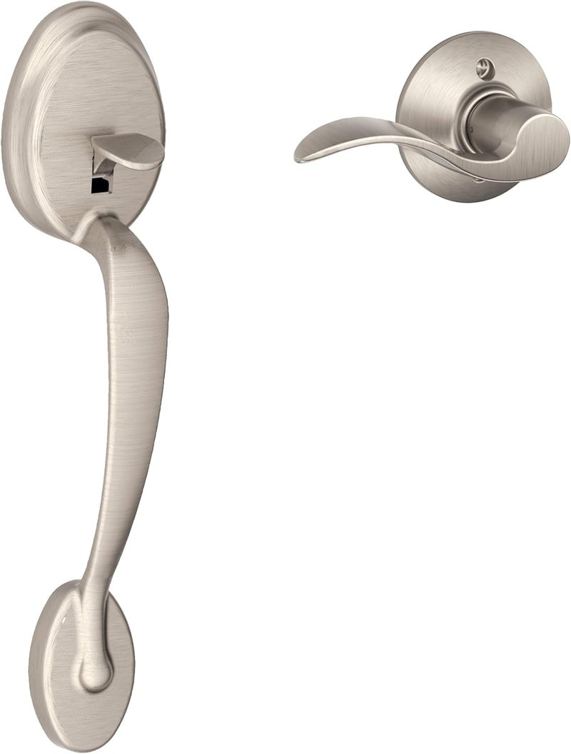 SCHLAGE Plymouth Front Entry Handle Accent Right-Handed Interior Lever - Satin Nickel - Image 1