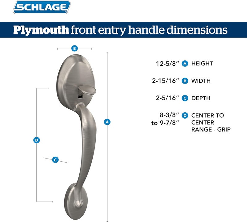 SCHLAGE Plymouth Front Entry Handle Accent Right-Handed Interior Lever - Satin Nickel - Image 3