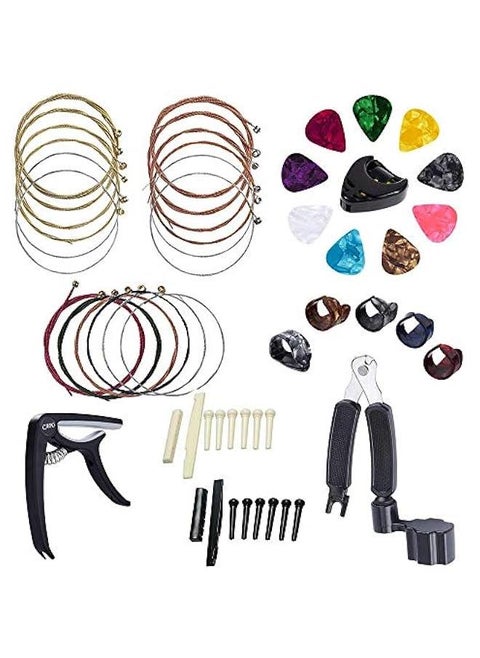 34 Guitar Accessory Kit Guitar Picks Capo Acoustic Guitar Strings Bridge Pins B Strings