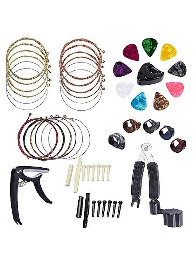 MOXO 34 Guitar Accessory Kit Guitar Picks Capo Acoustic Guitar Strings Bridge Pins B Strings  - Image 1