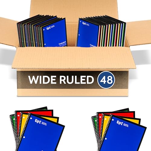 EPI Spiral Notebook | Wide - 70 Sheets, Durable Spiral Binding | 10.5 x 8 in | Classroom Supplies | School, Office, Note Taking, Journaling - 48 Pack - Image 1