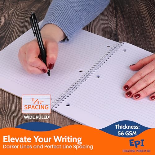 EPI Spiral Notebook | Wide - 70 Sheets, Durable Spiral Binding | 10.5 x 8 in | Classroom Supplies | School, Office, Note Taking, Journaling - 48 Pack - Image 4