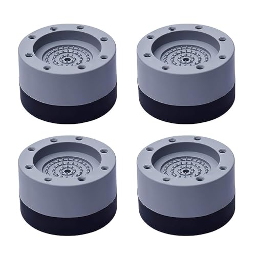 Homeor Smart Multi-Purpose Anti Vibration Pads for Washing Machine Feet with Tank Tread Grip for Washer & Dryer, Protects Laundry Room Floor Stackable Fridge Stand, Round, Pack of 4, Grey - Image 1