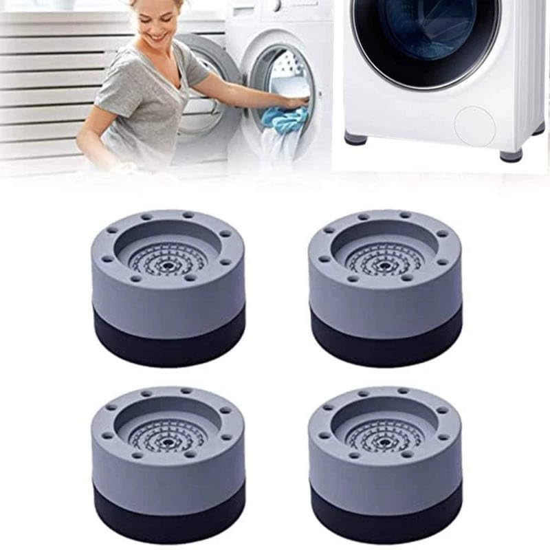 Homeor Smart Multi-Purpose Anti Vibration Pads for Washing Machine Feet with Tank Tread Grip for Washer & Dryer, Protects Laundry Room Floor Stackable Fridge Stand, Round, Pack of 4, Grey - Image 2