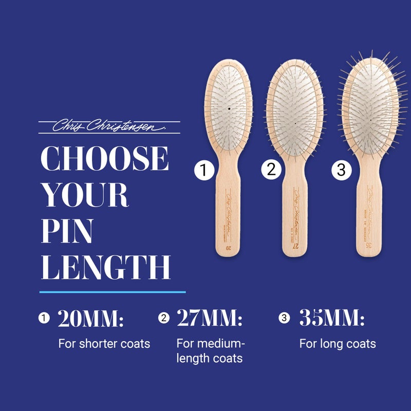 Chris Christensen Dog Brush, 27 mm Oval Pin Brush, Original Series, Groom Like a Professional, Stainless Steel Pins, Lightweight Beech Wood Body, Ground and Polished Tips - Image 4