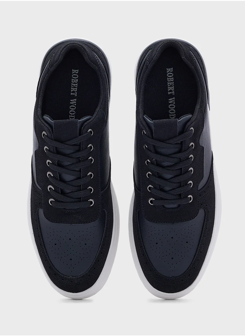 Robert Wood Perforation Design Casual Sneakers