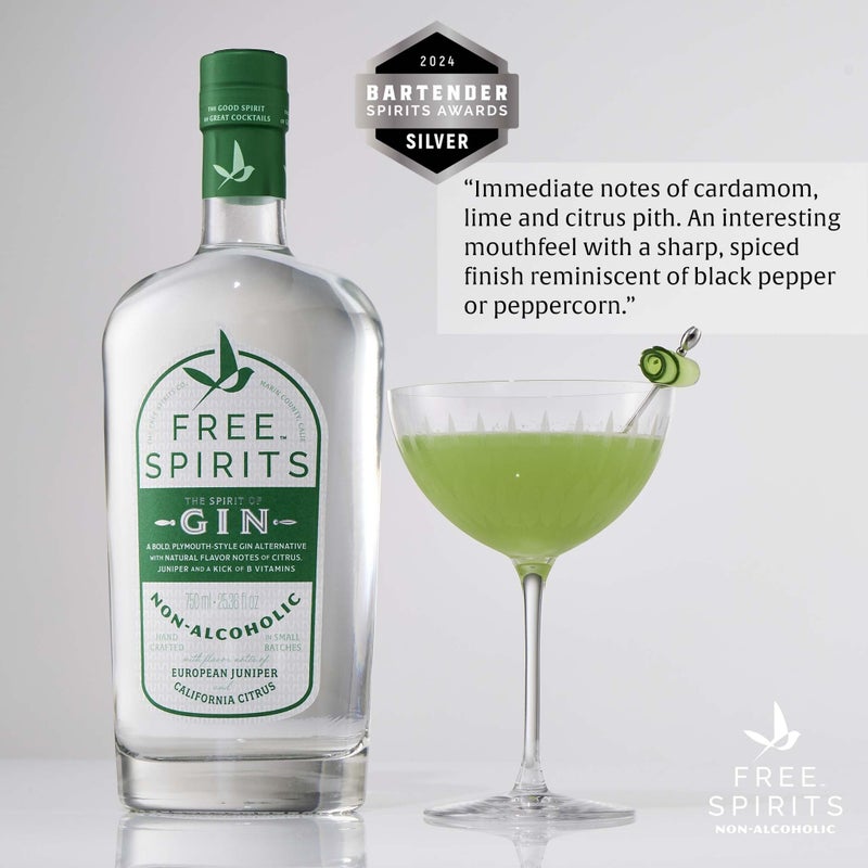 Free Spirits Non-Alcoholic Gin Spirit - Award Winning Gin Alternative - Low Calorie, Vegan, Gluten-Free with B-Vitamins - Natural Ingredients for Delicious Cocktails - 750 ml Bottle - Image 4