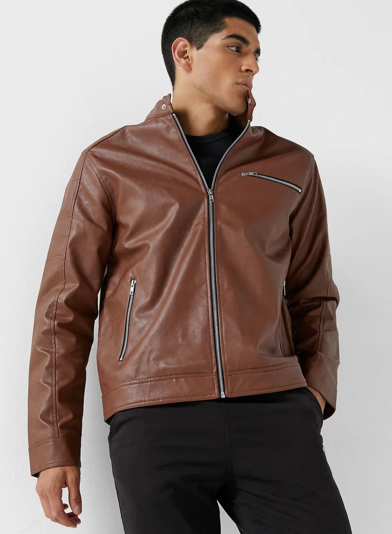 Seventy Five Pu Biker Jacket