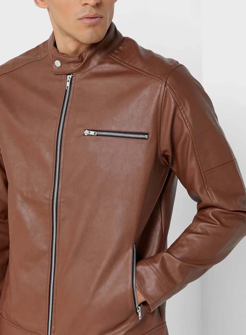 Seventy Five Pu Biker Jacket