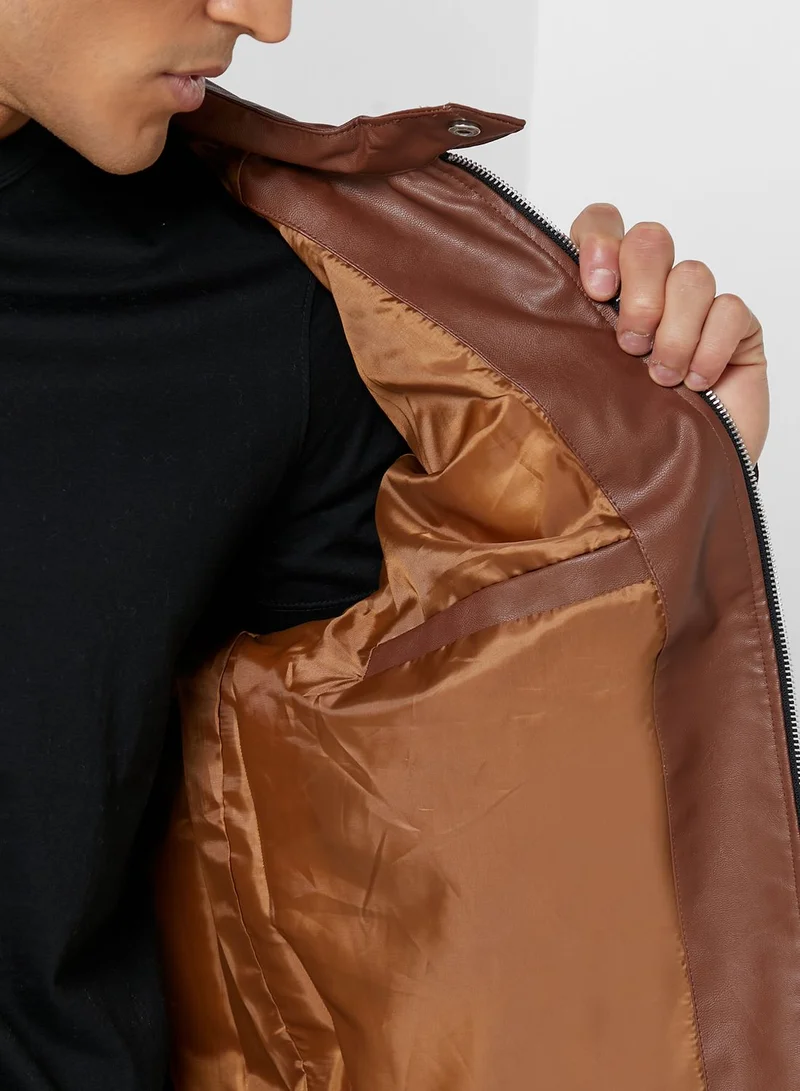 Seventy Five Pu Biker Jacket