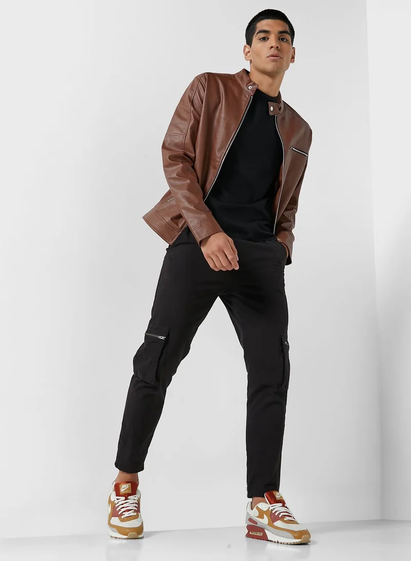 Seventy Five Pu Biker Jacket
