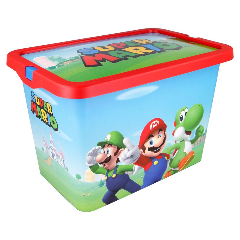 Stor Super Mario Storage Box Container with Click Lock Lid For Kids Bedroom Playroom Toys BPA Free 7 Litre